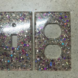 Silver w/purple butterflies Light Switch & Plus Cover Set